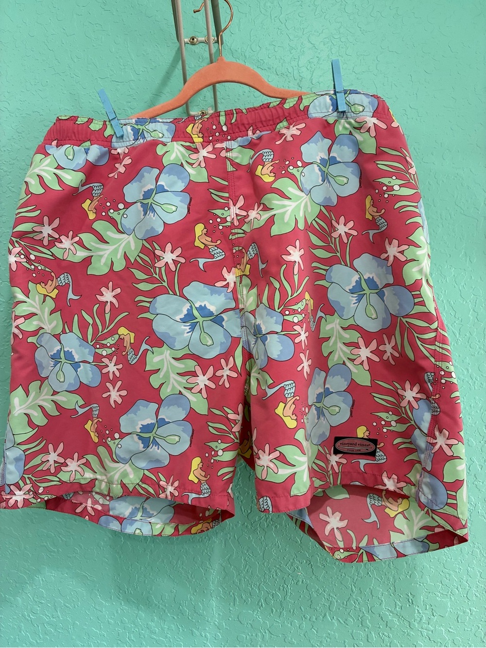 Men's Vineyard Vines Mermaid Hawaiian  Floral Swim Trunks XXL beach vacay resort